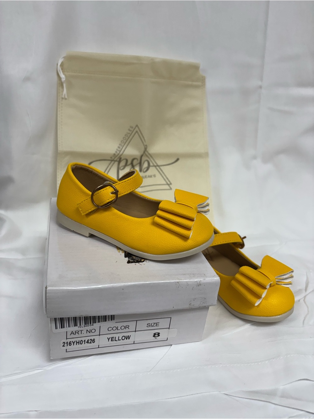 Girls Yellow Mary Jane Dress Shoes with Bow made by Pipperdoodles by Pip Squeaks